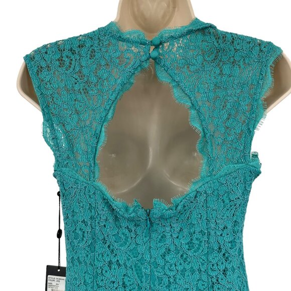 Adrianna Papell Jade Green Cap Sleeve Lace Cocktail Party Date Mini Dress 6 - Picture 5 of 10